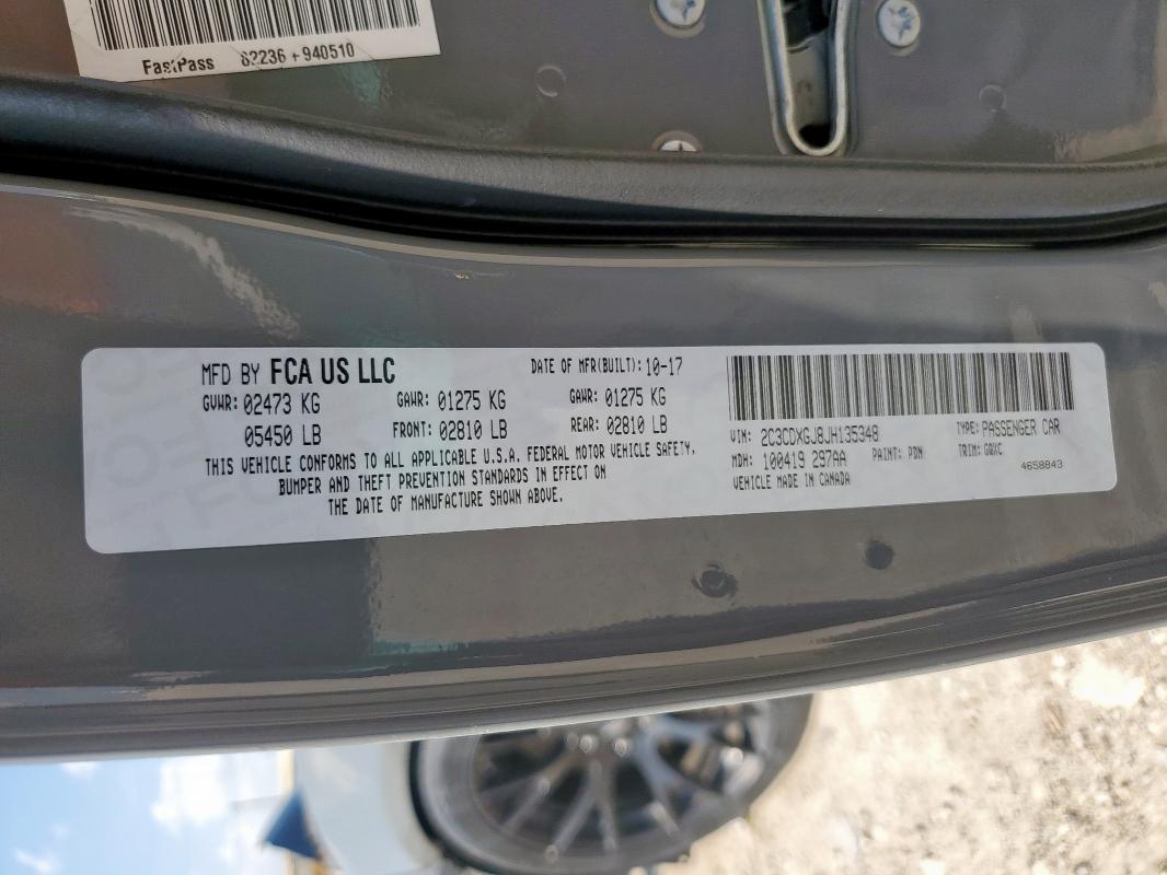 2018 DODGE CHARGER R/ 2C3CDXGJ8JH135348