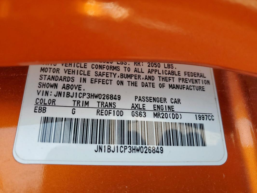 2017 NISSAN ROGUE SPOR JN1BJ1CP3HW026849