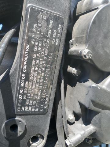 2007 SUZUKI GSX-R600 JS1GN7DA372101764