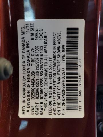 2015 HONDA CR-V LX 2HKRM3H39FH505977