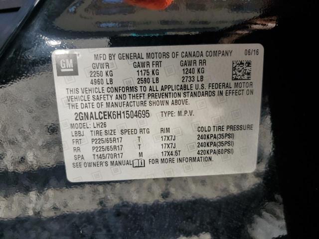 2017 CHEVROLET EQUINOX LT 2GNALCEK6H1504695