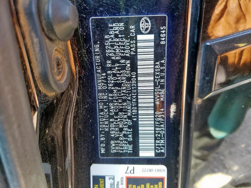 2014 TOYOTA CAMRY HYBRID - 4T1BD1FK4EU139040