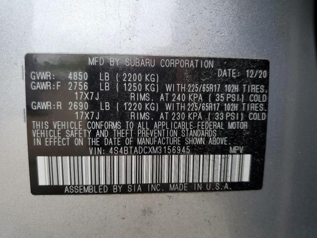 2021 SUBARU OUTBACK PR 4S4BTADCXM3156945