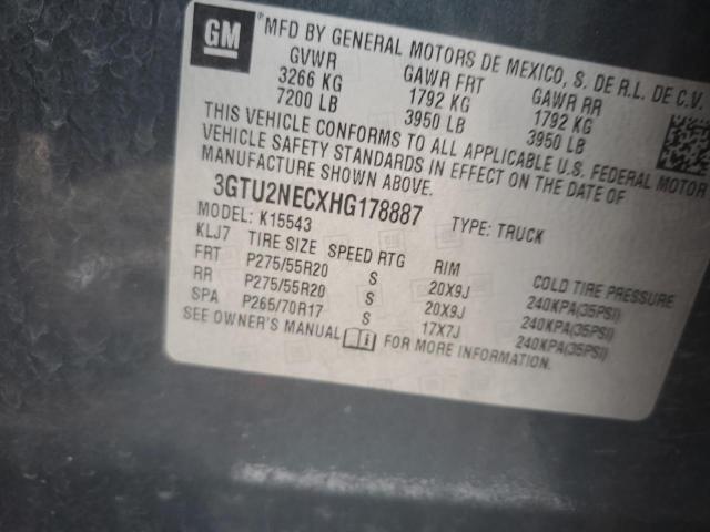 2017 GMC SIERRA K1500 SLT 3GTU2NECXHG178887