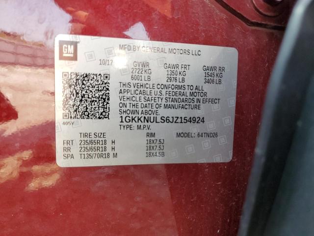 2018 GMC ACADIA SLT 1GKKNULS6JZ154924