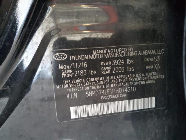 2017 HYUNDAI ELANTRA SE 5NPD74LF1HH074210