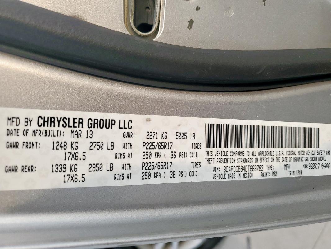 2013 DODGE JOURNEY SX - 3C4PDCBB4DT668783
