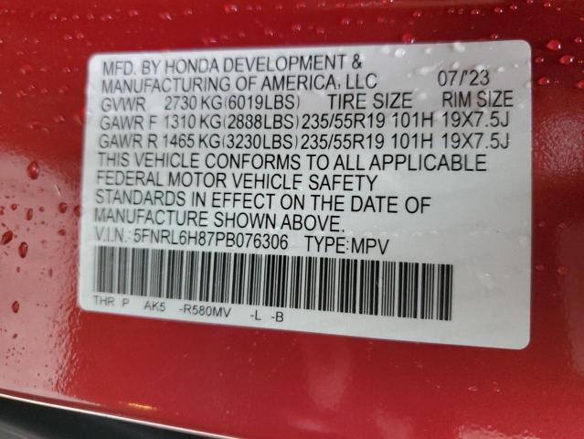 2023 HONDA ODYSSEY TOURING 5FNRL6H87PB076306