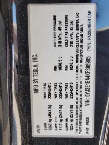 2019 TESLA MODEL 3 5YJ3E1EA4KF306905