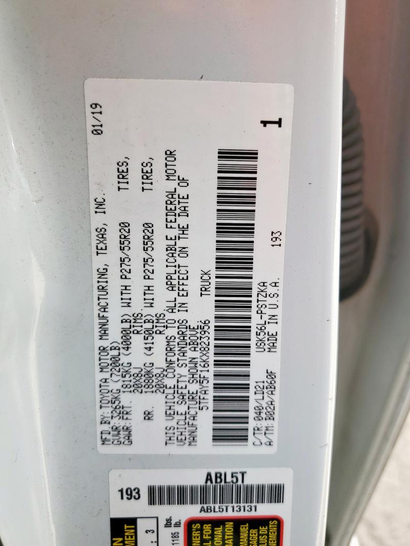 2019 TOYOTA TUNDRA CRE 5TFAY5F16KX823956