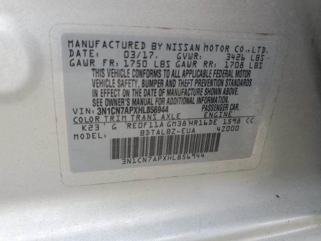 2017 NISSAN VERSA S 3N1CN7APXHL856944