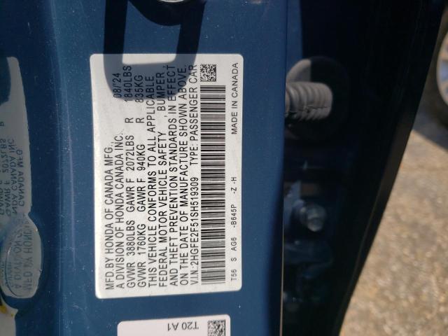 2025 HONDA CIVIC SPOR - 2HGFE2F51SH519309