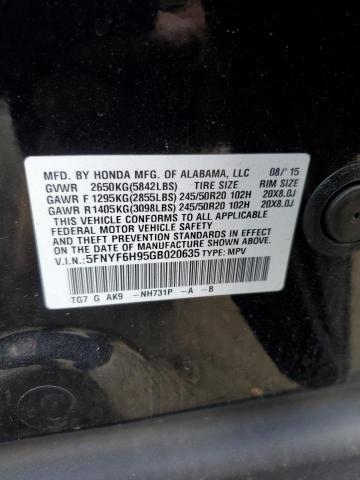 2016 HONDA PILOT TOUR 5FNYF6H95GB020635