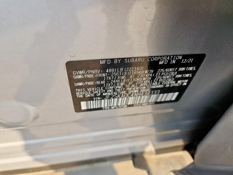 2022 SUBARU FORESTER PREMIUM JF2SKADC4NH434333