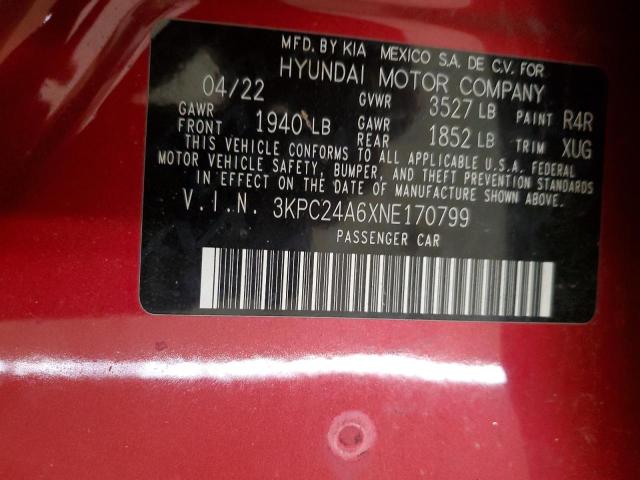 2022 HYUNDAI ACCENT SE 3KPC24A6XNE170799