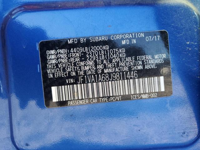 2018 SUBARU WRX JF1VA1A68J9811446