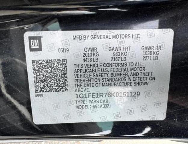 2019 CHEVROLET CAMARO SS 1G1FE1R76K0151129