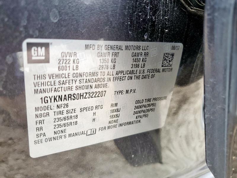 2017 CADILLAC XT5 1GYKNARS0HZ322207