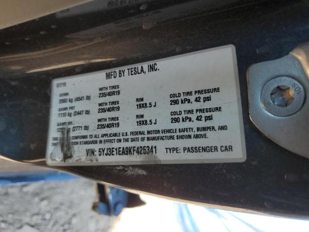 2019 TESLA MODEL 3 5YJ3E1EA9KF425341