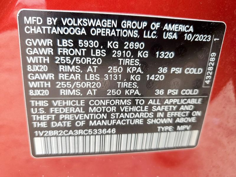 2024 VOLKSWAGEN ATLAS SEL 1V2BR2CA3RC533646