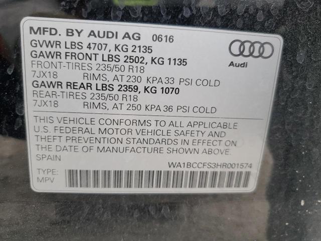 2017 AUDI Q3 WA1BCCFS3HR001574
