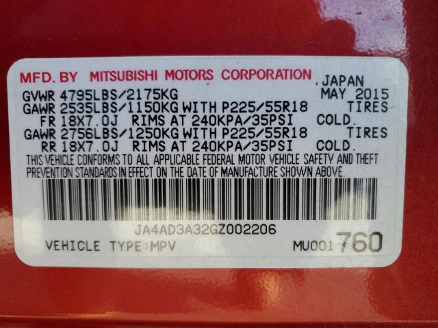 2016 MITSUBISHI OUTLANDER JA4AD3A32GZ002206