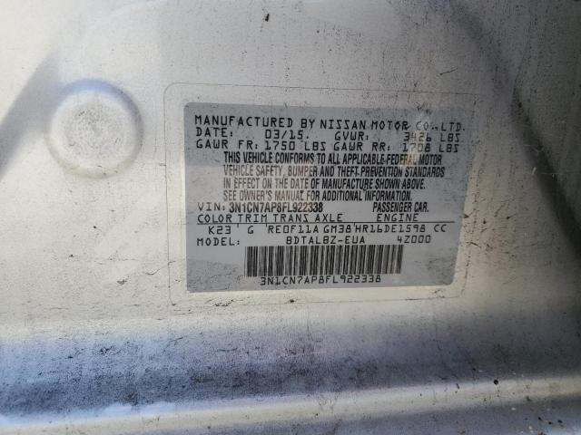 2015 NISSAN VERSA S 3N1CN7AP8FL922338