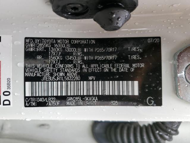 2020 TOYOTA 4RUNNER SR JTEBU5JR1L5832280
