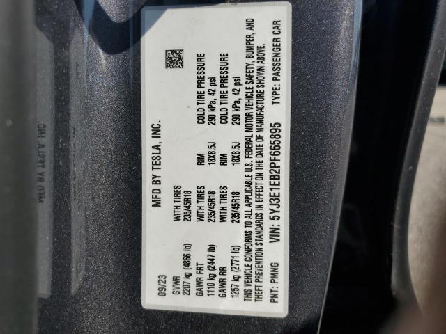 2023 TESLA MODEL 3 5YJ3E1EB2PF665895