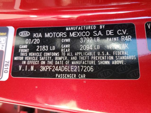 2020 KIA FORTE FE 3KPF24AD6LE217206