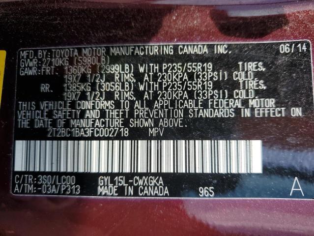 2015 LEXUS RX 450H 2T2BC1BA3FC002718