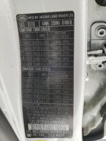 2018 LAND ROVER RANGE ROVE SALVP2RXXJH300962