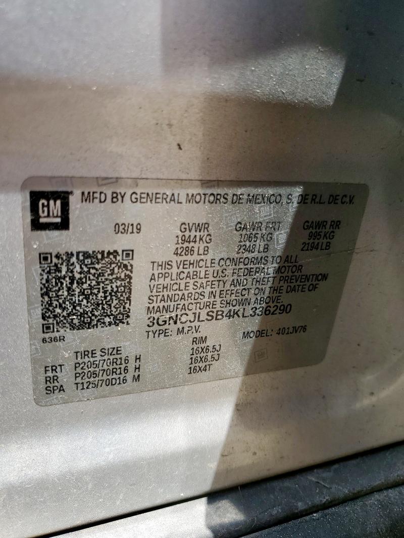 2019 CHEVROLET TRAX 1LT - 3GNCJLSB4KL336290