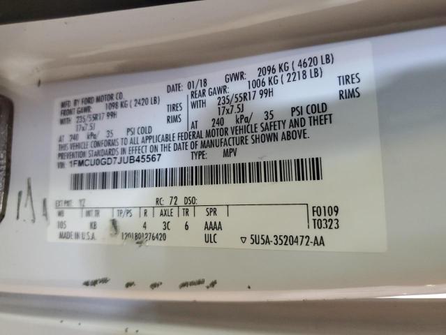 2018 FORD ESCAPE SE - 1FMCU0GD7JUB45567
