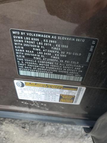 2013 VOLKSWAGEN TOUAREG V6 - WVGEP9BP8DD005439