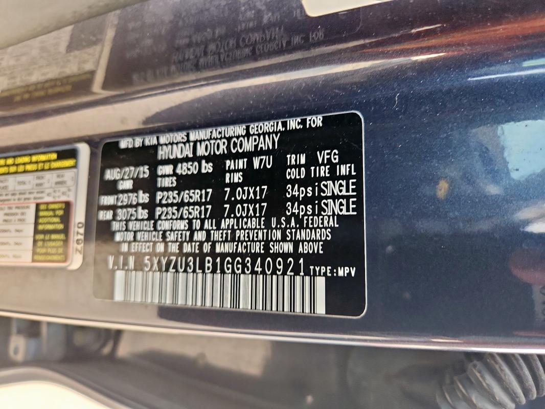 2016 HYUNDAI SANTA FE S - 5XYZU3LB1GG340921