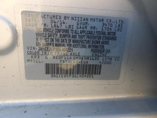 2016 NISSAN VERSA NOTE 3N1CE2CP3GL404221