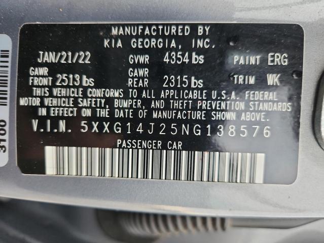 2022 KIA K5 LXS 5XXG14J25NG138576