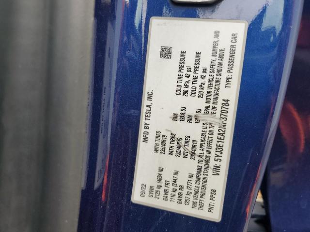 2022 TESLA MODEL 3 5YJ3E1EA2NF370784
