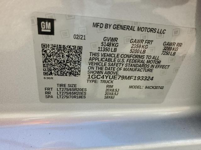 2021 CHEVROLET SILVERADO - 1GC4YUE79MF193324