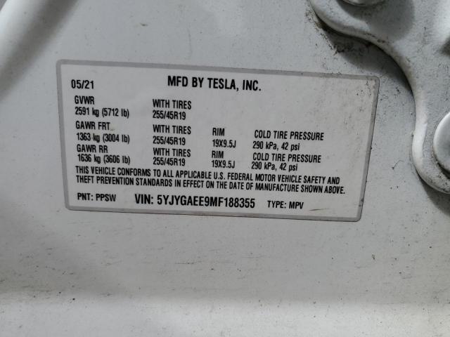 2021 TESLA MODEL Y - 5YJYGAEE9MF188355