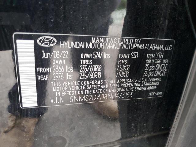 2022 HYUNDAI SANTA FE S 5NMS2DAJ8NH473153