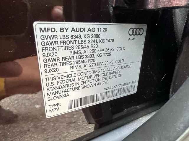 2021 AUDI Q7 PREMIUM WA1LXAF76MD021995
