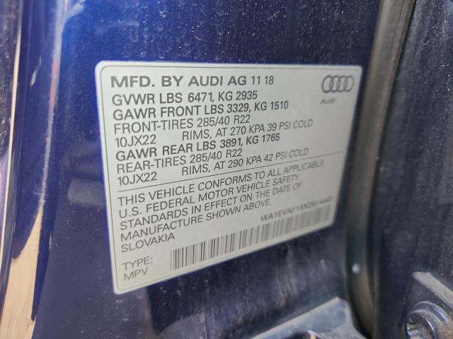 2019 AUDI Q8 PREMIUM WA1EVAF1XKD014443