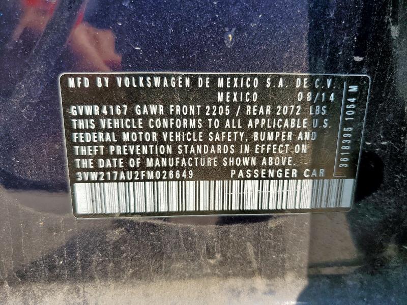 2015 VOLKSWAGEN GOLF 3VW217AU2FM026649