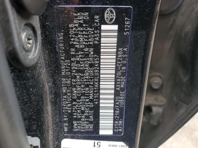 2020 TOYOTA CAMRY LE 4T1C11AKXLU924857