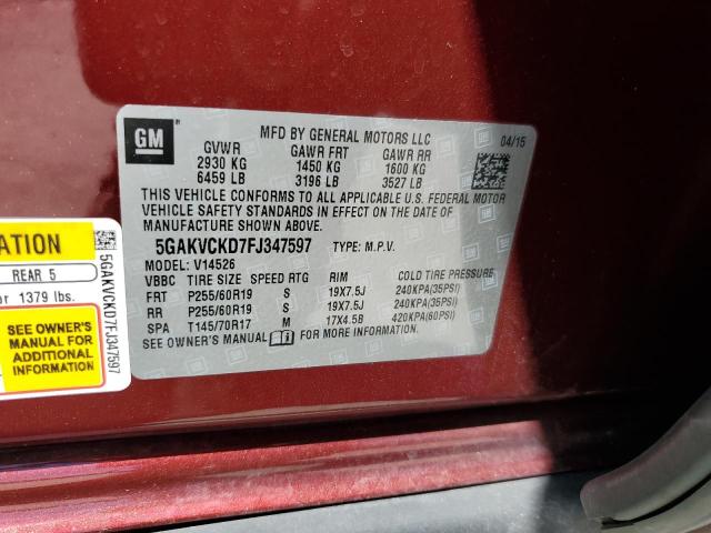 2015 BUICK ENCLAVE 5GAKVCKD7FJ347597