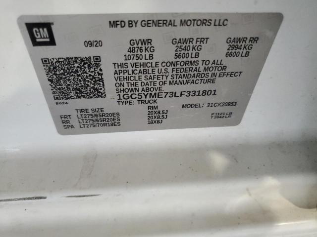 2020 CHEVROLET SILVERADO K2500 CUSTOM 1GC5YME73LF331801