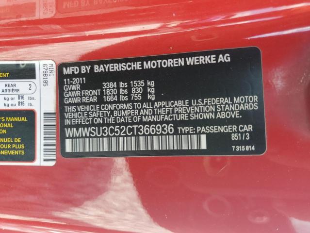 2012 MINI COOPER - WMWSU3C52CT366936