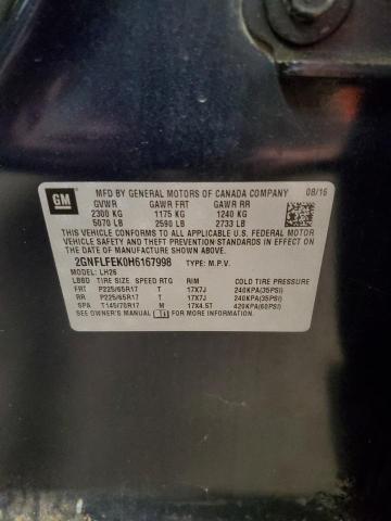 2017 CHEVROLET EQUINOX LT 2GNFLFEK0H6167998